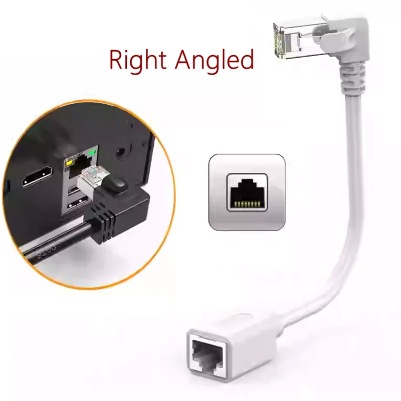 Adaptador de Cable de red de parche de extensión macho a hembra Ethernet LAN Cat6 RJ45 de 90 grados para PC portátil Gigabit Gamer Router Modem - imagen 3