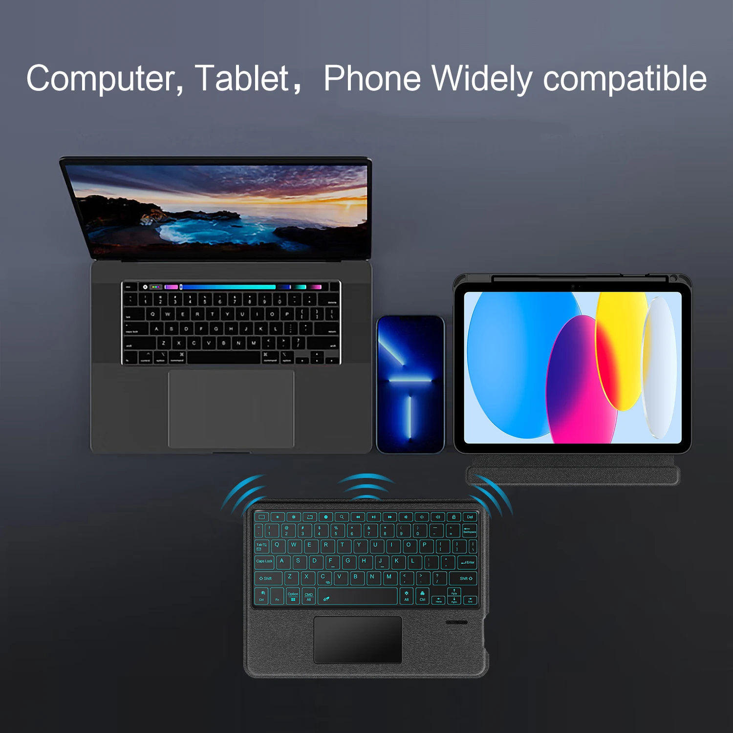 Funda con teclado AJIUYU para iPad A16 2025, 11 pulgadas, 11.a funda inteligente para iPad 10, 10. a generación 2022, teclado con panel táctil retroiluminado - imagen 5