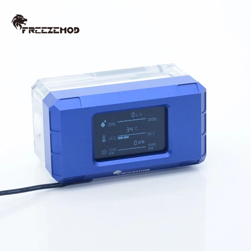 FREEZEMOD medidor de flujo inteligente para refrigeración por agua, termómetro, temperatura + flujo + velocidad, pantalla LCD 3 en 1, 12V/5V, AURA SYNC - imagen 4