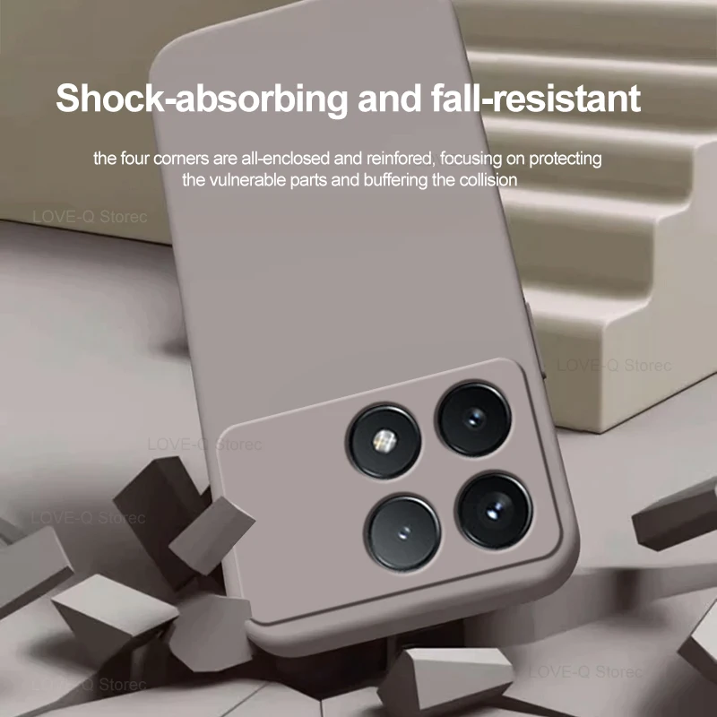 Funda cuadrada de silicona líquida para teléfono, carcasa blanda para Xiaomi Poco X6 Pro, Poco X6Pro, 5G - imagen 4