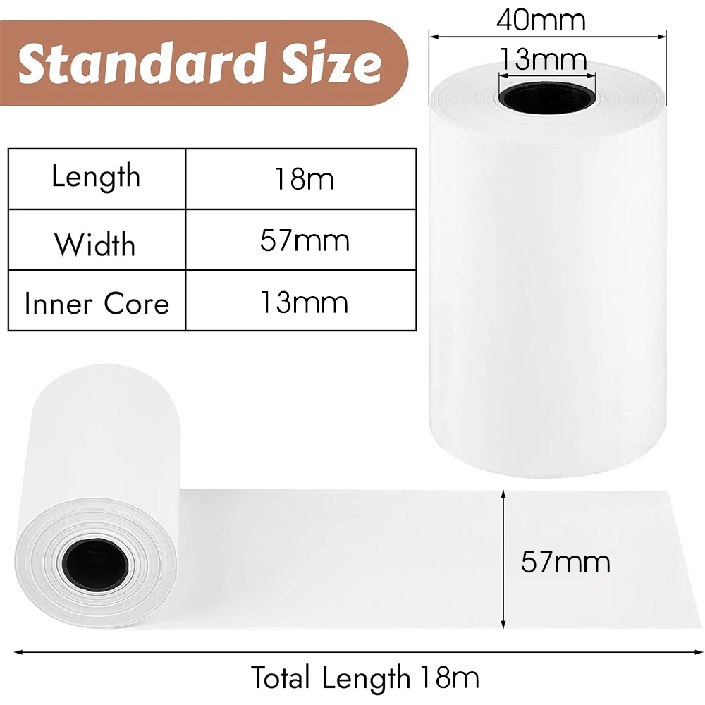 Rollos de recibos de papel térmico de 5-20PK, 57x40mm, se adapta a todos los tarros, impresora de caja registradora POS, tarjeta de crédito, papel térmico no adhesivo - imagen 2