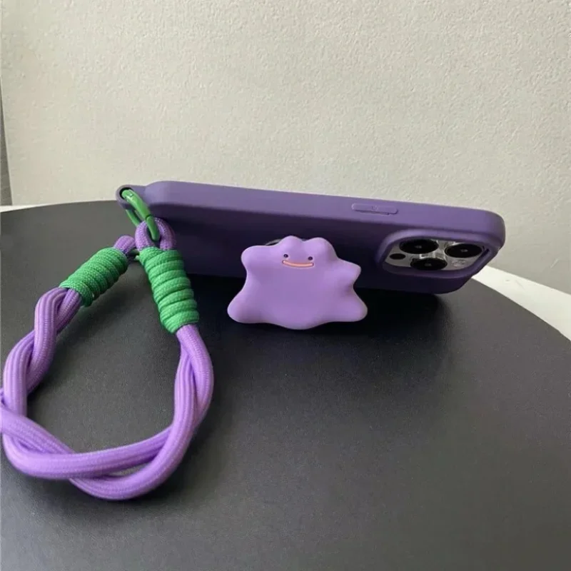 Funda de silicona con correa de muñeca para iphone, carcasa con cordón cruzado, collar de dibujos animados, soporte para teléfono, 16 Pro Max Plus - imagen 5