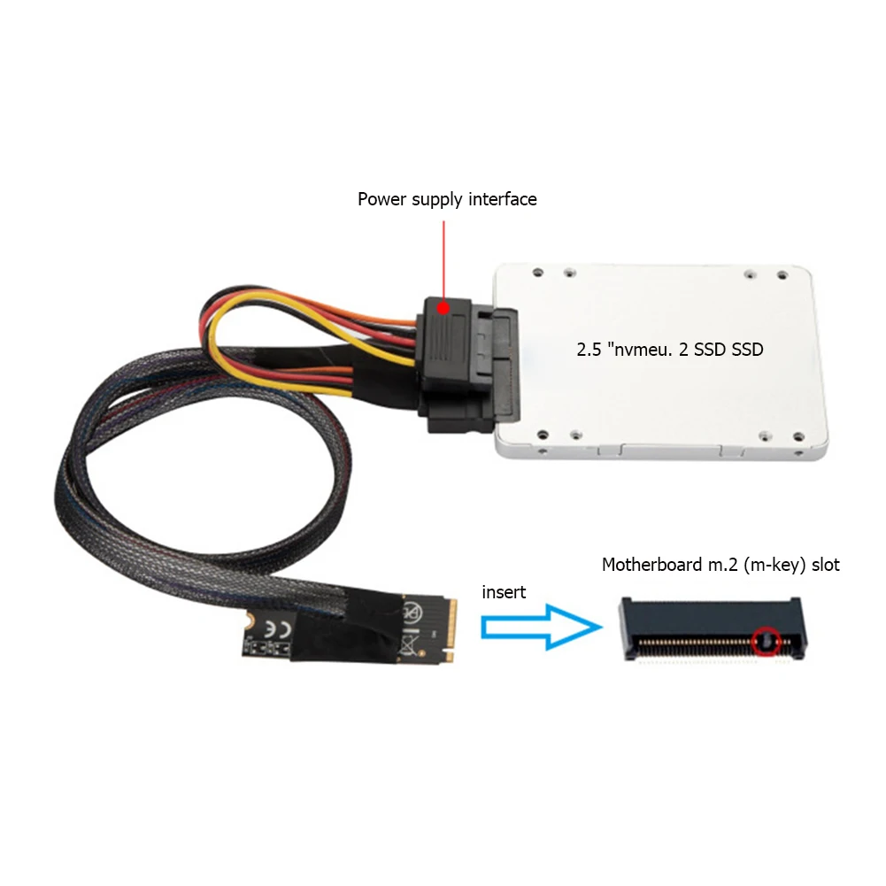 M2TO8639 M.2 m-key a U.2 Cable adaptador de SFF-8639 con conector hembra SATA de 15 pines - imagen 5