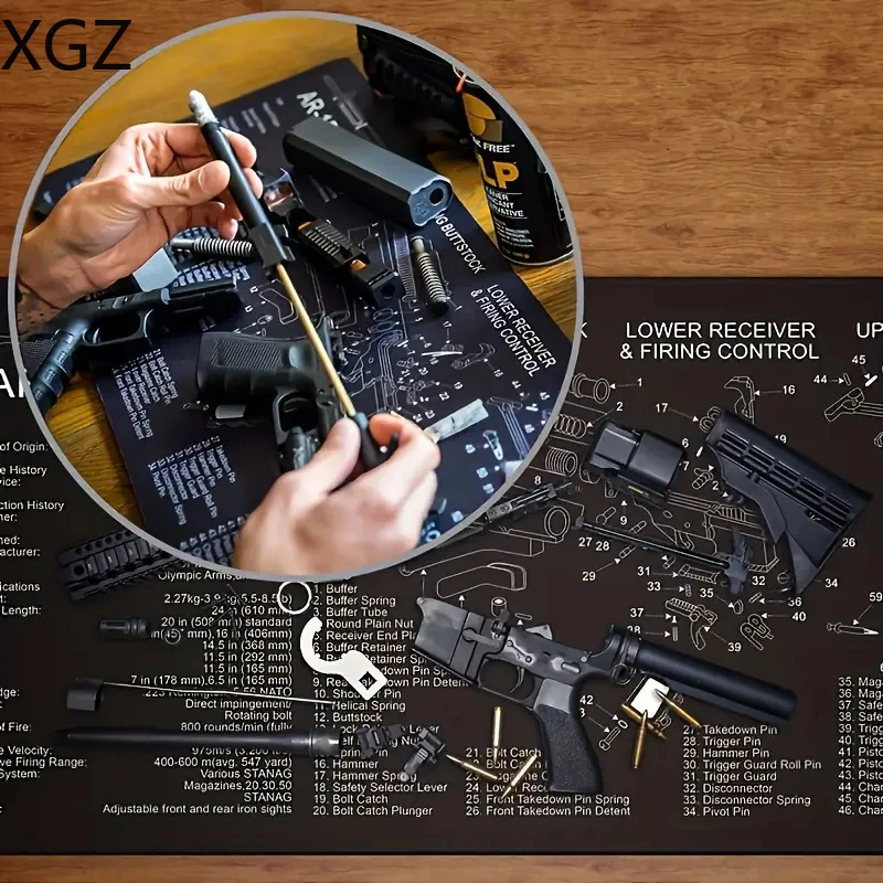 Alfombrilla de ratón AR15 AK47 Remington 700, piezas de limpieza de pistola, instrucciones de dibujo, alfombrilla de escritorio para banco de trabajo, herramientas de reparación y construcción - imagen 2