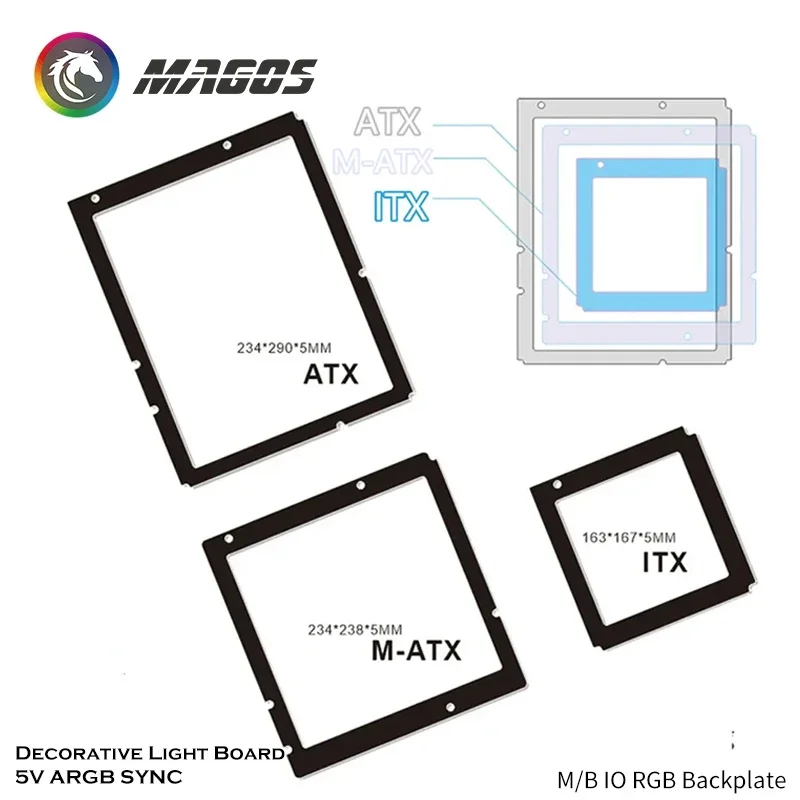 Tablero de luz decorativo 5V ARGB SYNC, placa trasera M/B IO RGB, luz trasera emisora de luz de placa base ATX de escritorio de faro - imagen 2