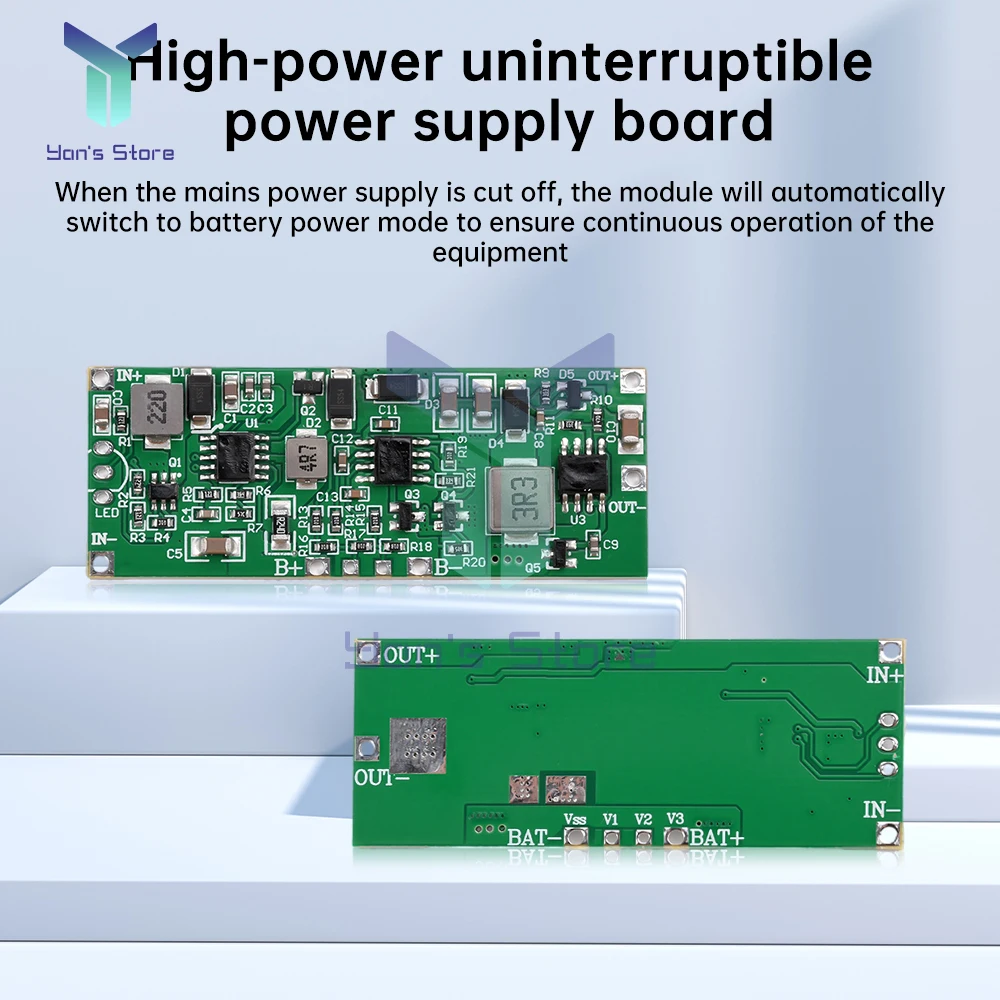 Placa de alimentación ininterrumpida de alta potencia, 12V, 3A, 24W, 36W, batería de litio 3S, módulo UPS, carga lateral, descarga automática - imagen 4