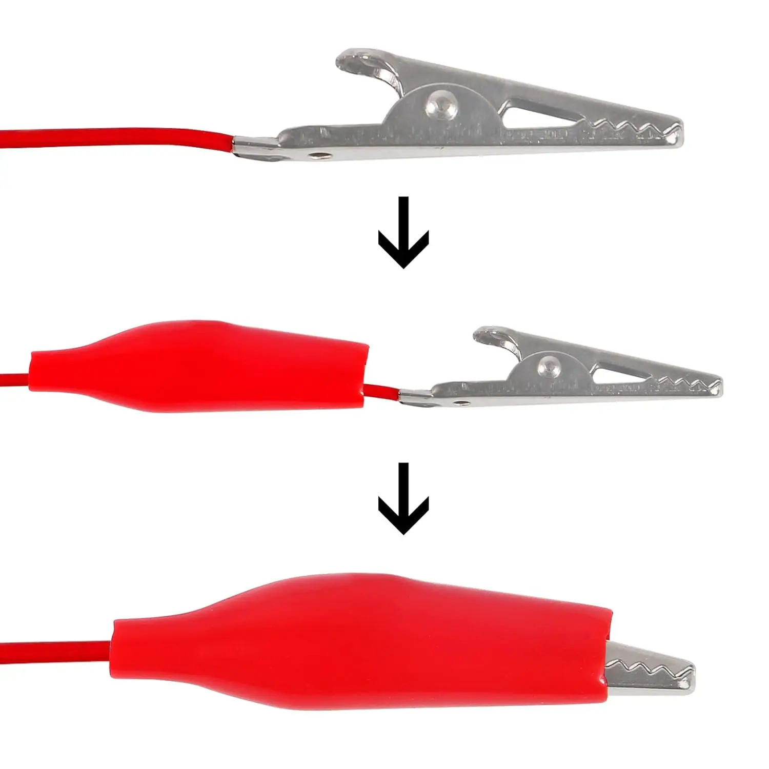 2 cables de prueba con conector banana de 4 mm a pinza de cocodrilo (100 cm/3,3 pies) | Cables de puente de cobre premium con cable flexible suave - imagen 4