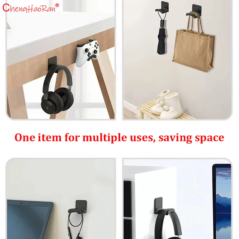 Colgador de auriculares Universal, colgador adhesivo para auriculares, gancho para auriculares para fácil montaje en escritorio de pared o PC, sin daños, 1 ud. - imagen 5