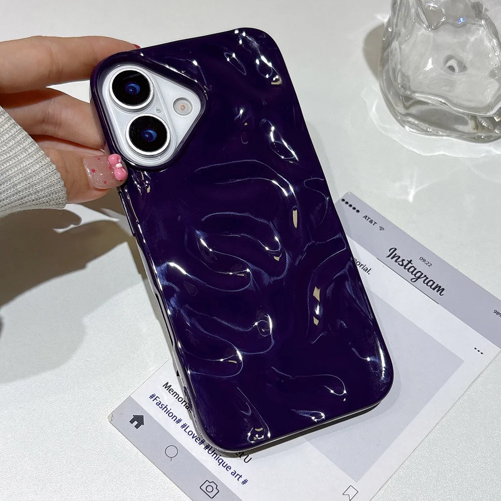 Funda suave de silicona ultrafina de Color caramelo ondulado para iPhone 16 15 14 Plus 13 12 11 Pro Max carcasa mate cubierta trasera de TPU antideslizante ﻿ - imagen 5