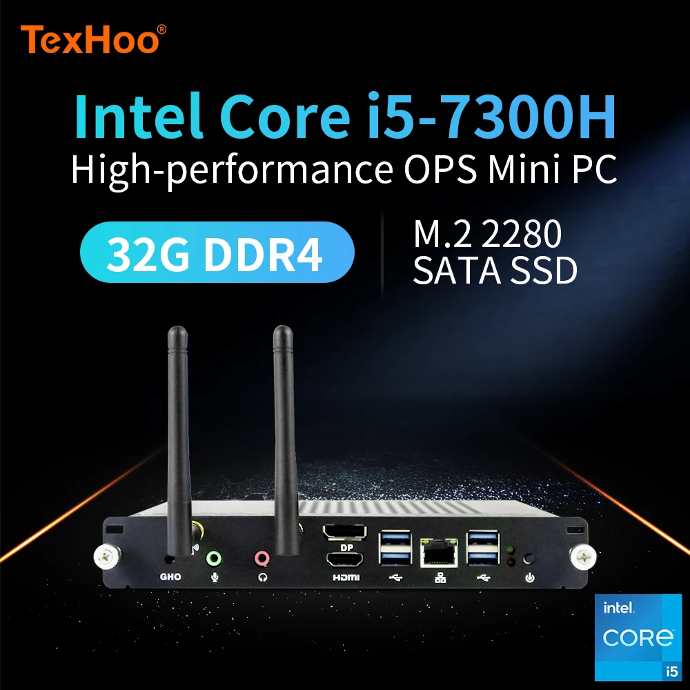 TexHoo OPS Mini ordenador Intel Core I5-7300H 1TB 32G DDR4 SSD para conferencias pantalla de enseñanza marco principal incorporado