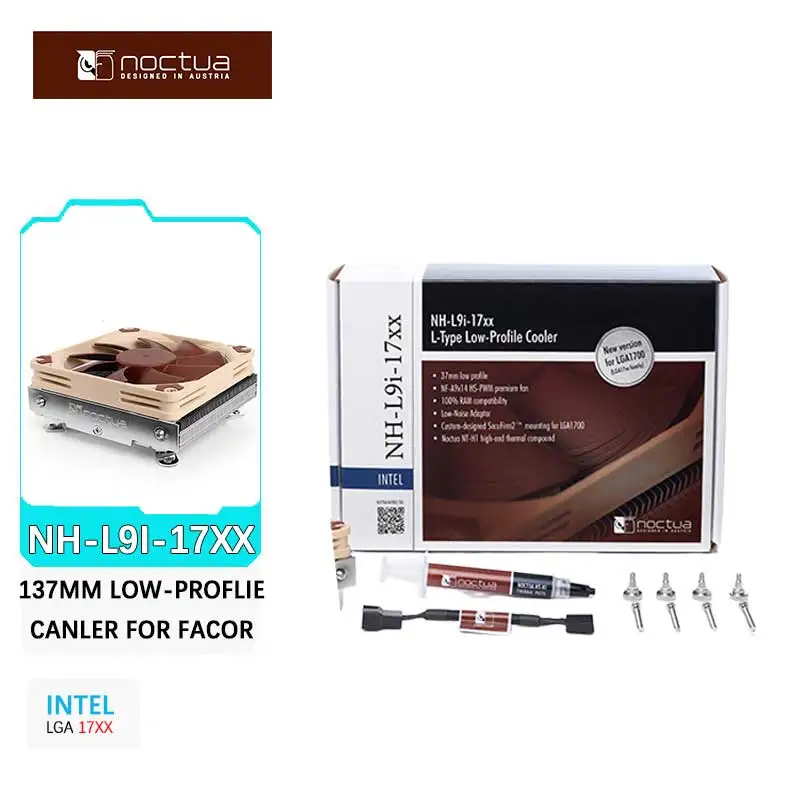 Noctua NH-L9i-17xx enfriador de CPU fino de 2 tubos de calor ITX caja pequeña radiador refrigerado por aire de presión baja ventilador PWM de 92mm para Intel LGA1700