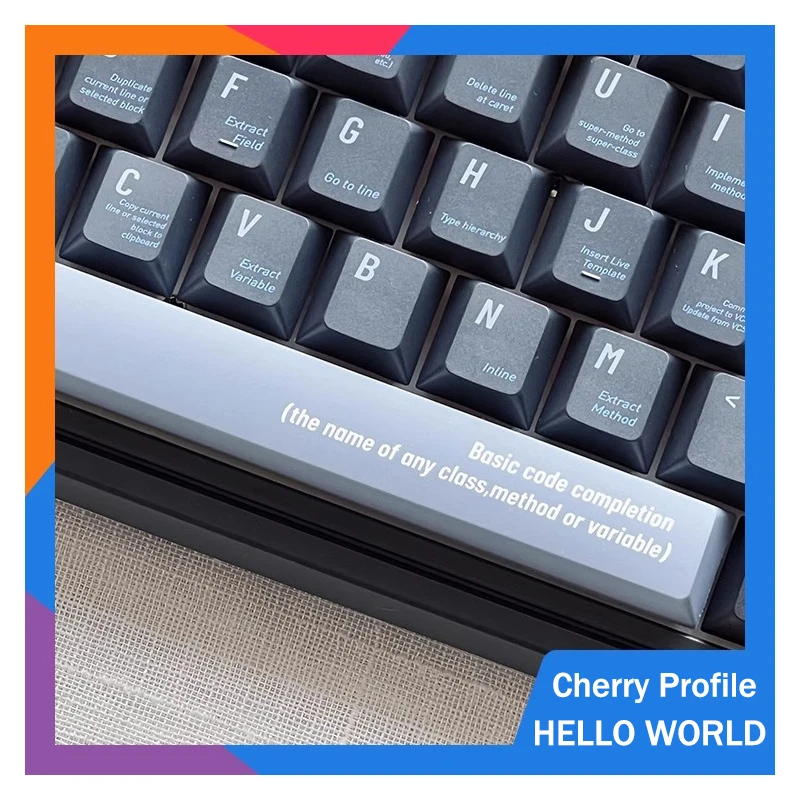 Juego de teclas de programador PBT, teclas de sublimación de tinte con perfil de cereza de Hello World para teclado mecánico MX Switch GK61 68 75 - imagen 3
