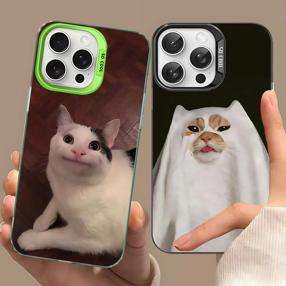 Funda de teléfono Network Pop Cute Cat MEME para IPhone 16 15 14 13 12 11 Pro Max X XR XSMAX 8 7 Plus, funda trasera mate a prueba de golpes - imagen 3