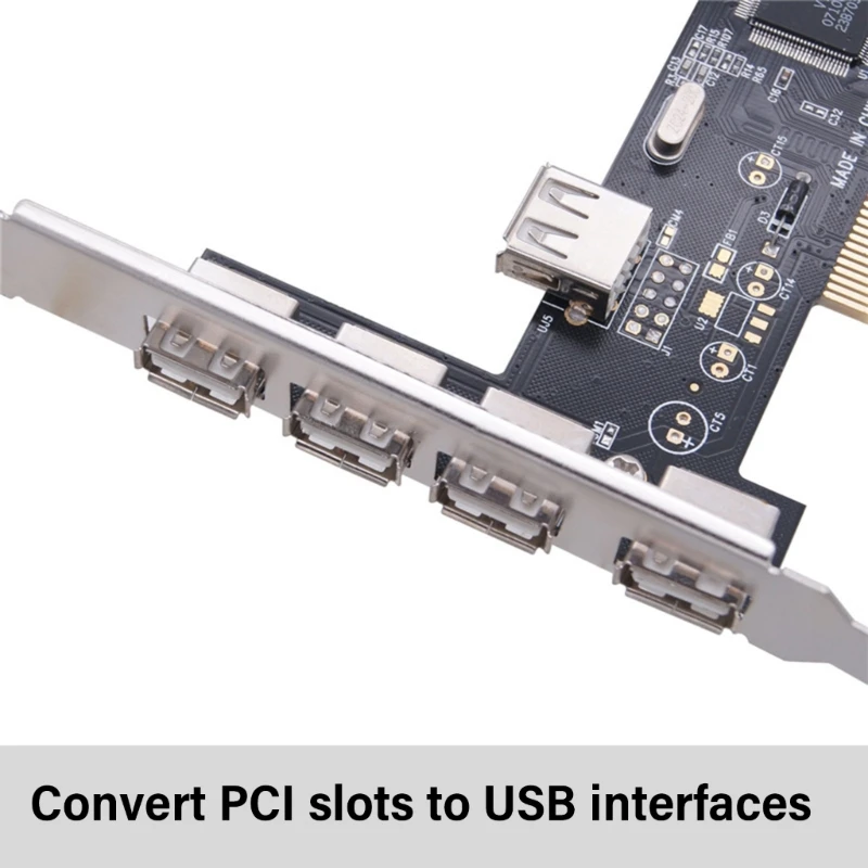Tarjeta PCI USB 2,0, 5 puertos, 4 externos, 1 expansión interna PCI A Adaptador USB 2,0, controlador de alta velocidad de 480Mbps para escritorio - imagen 4
