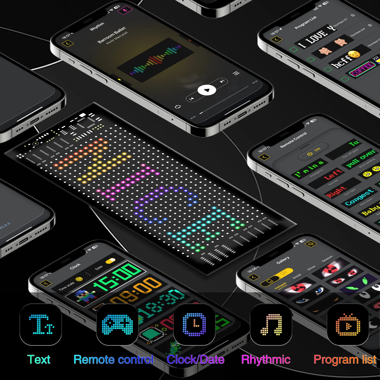 Panel de píxeles de matriz LED para coche, iluminación RGB divertida DIY, tablero de texto en desplazamiento de Graffiti, pantalla publicitaria para parabrisas, Control por aplicación - imagen 4