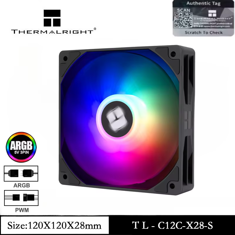 Thermalright TL-C12C-X28-S 1/3/5 Uds ventilador de CPU ventilador de refrigeración negro con ventilador de caja de Control PWM de velocidad de 1550RPM para refrigeración de carcasa y CPU