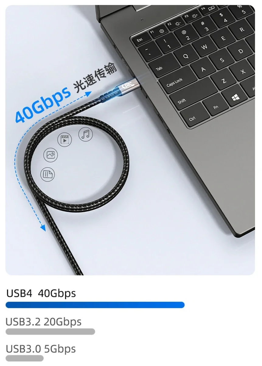 Cable USB4 Thunderbolt 4 – PD240W 40Gbps para SSD y iPad - imagen 5