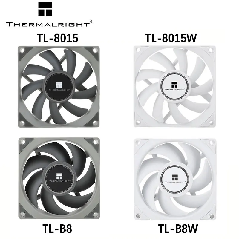Thermalright TL-8015 TL-8015W TL-B8W TL-B8 ventilador con caja de alto volumen de aire de 80mm ventilador de refrigeración de CPU de 4 pines PWM para caja pequeña radiador de 8cm