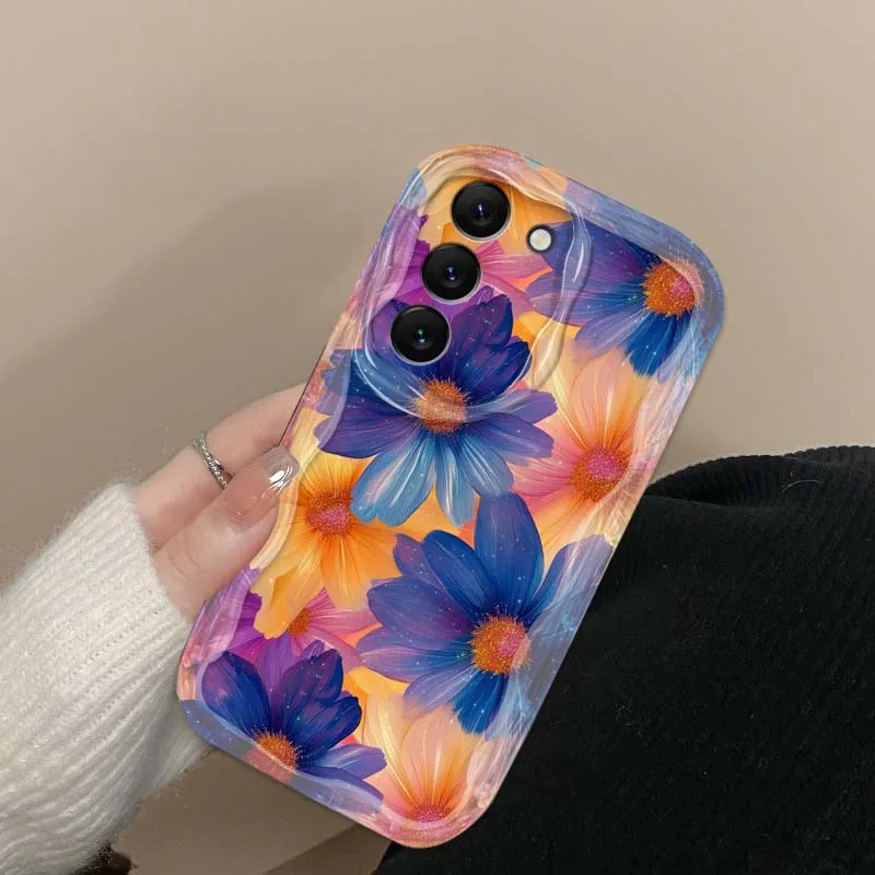 Funda de teléfono con pintura al óleo de flores para Samsung S25 S24 S23 S22 S21 S20 A04 A05s A05 A06 Ultra Plus FE 5G Wave Oil - imagen 4