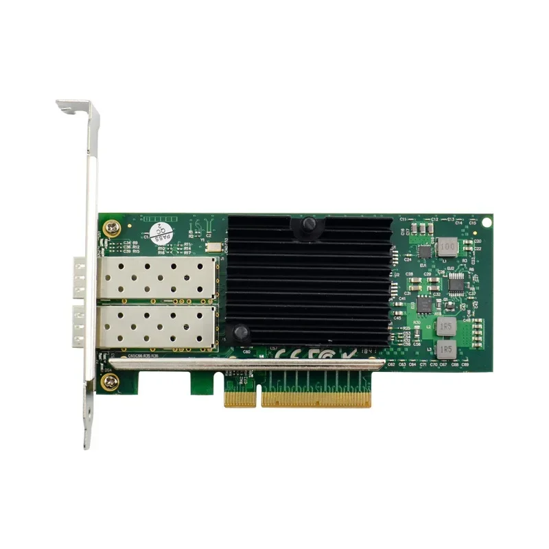 Tarjeta de red óptica de servidor Gigabit PCI-E X8 de 2 puertos PCIe 10 Gigabit Etherne SFP + tarjeta de red óptica chip de 10000mbps Intel82599ES - imagen 2