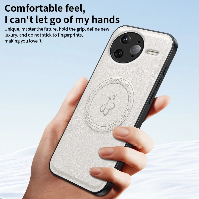 Funda de teléfono de cuero con soporte magnético para Xiaomi Poco C75 F7 Ultra X7 Pro, cubierta con logotipo de carga inalámbrica - imagen 5