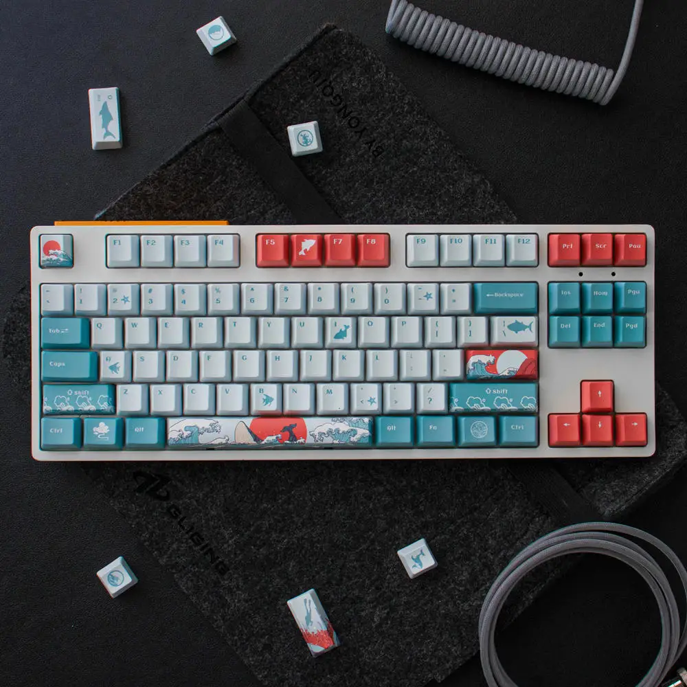 Coral Sea OEM perfil DYE-SUB PBT Keycap inglés personalizado personalidad Keycaps para teclado mecánico 61/64/68/75/84/87/96/980 - imagen 3