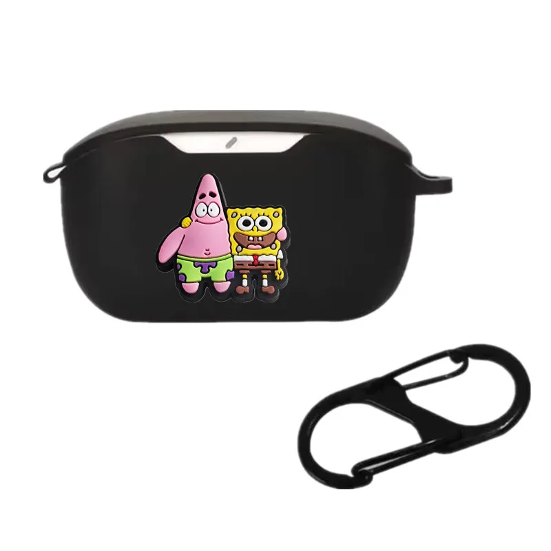 Potdemiel SpongeBob funda para auriculares JBL Wave Buds/Buds2/100 auriculares inalámbricos de silicona carcasa protectora con gancho - imagen 4