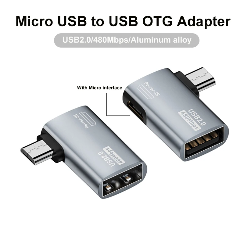 Adaptador OTG Micro USB macho a USB hembra, convertidor de carga rápida, transmisión de datos, adaptador USB para tableta, teléfono, TV, disco duro