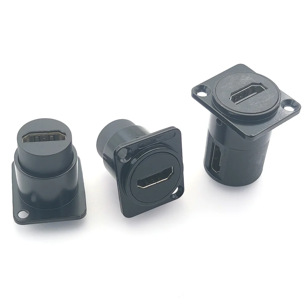 Conector HD de chasis tipo D, conector hembra para Panel de enchufe, conector Compatible con HDMI con cubierta impermeable, 1 ud. - imagen 2