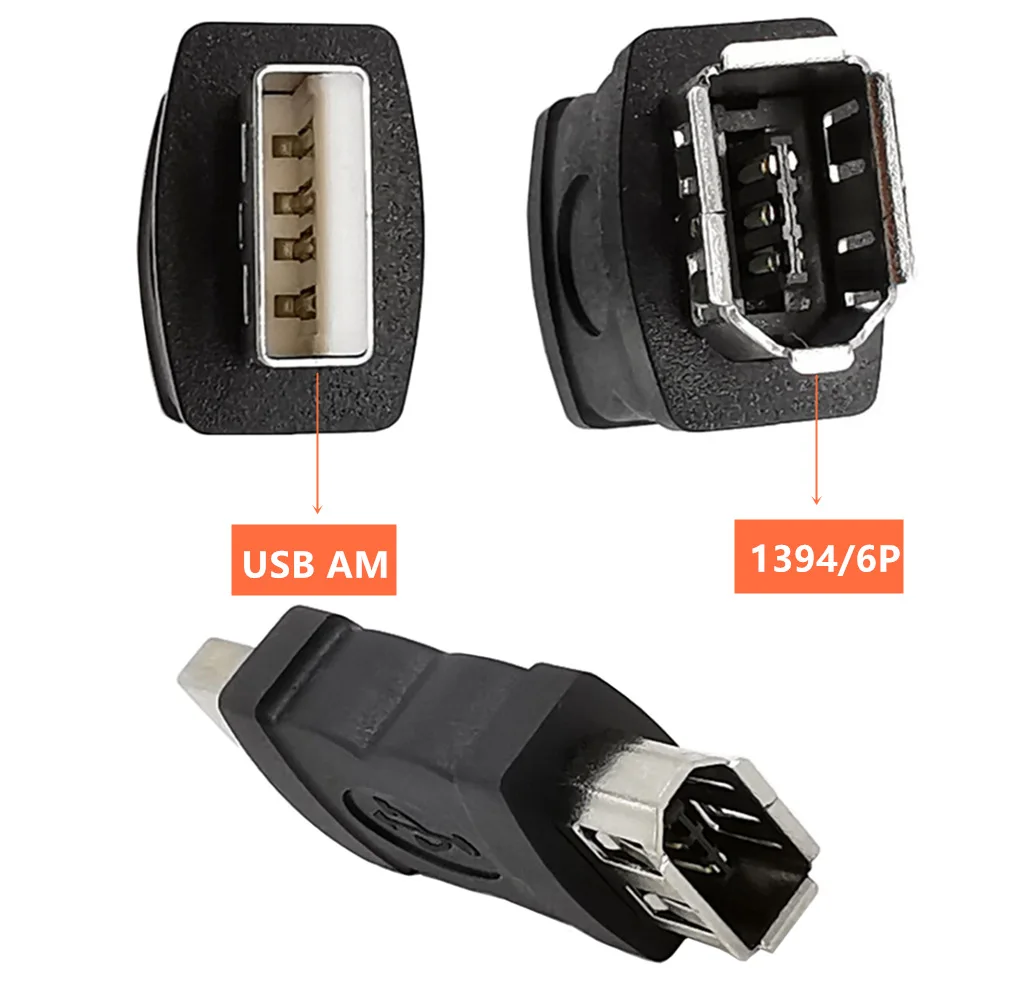1 Uds Firewire IEEE 1394 6 pines hembra 9 pines a 6 pines USB 2,0 adaptador macho cámara teléfonos móviles reproductor MP3 adaptador convertidor de escáner - imagen 2