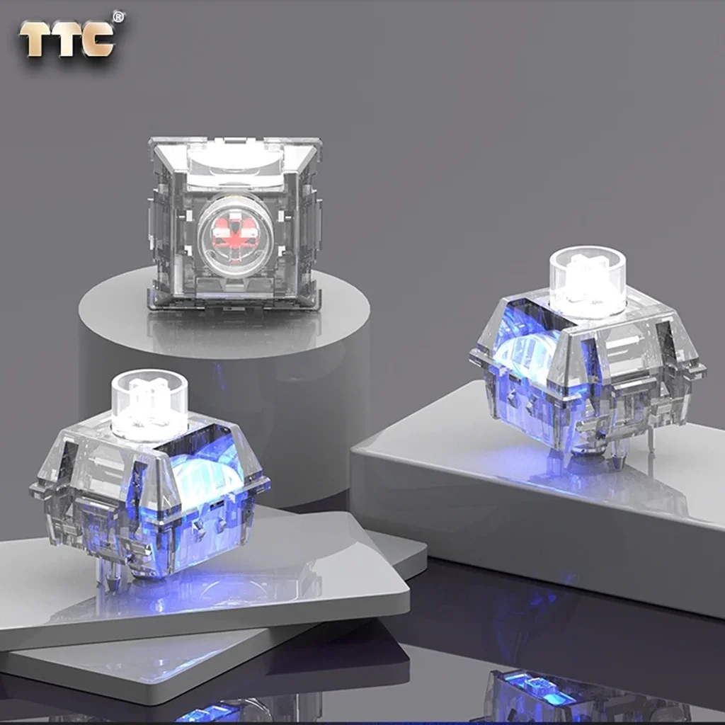 Teclado mecánico personalizado TTC Titan Heart Switch RGB, negro, transparente, 42g, lineal, 5 pines, Corazón gigante, lumbado, resorte largo dorado - imagen 4