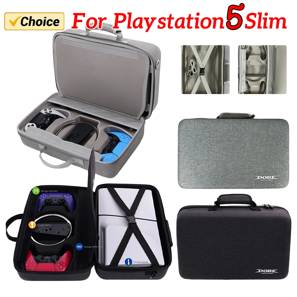 Estuche de transporte para PS5, bolsa de almacenamiento de carcasa dura delgada, controlador de consola de mando, bolso de viaje protector para auriculares para PS5 Slim