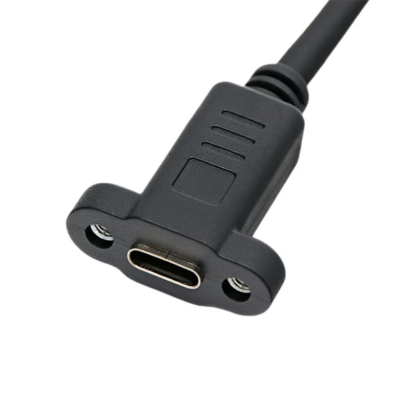 Cable de extensión USB 3,1 tipo C macho a hembra, ángulo de 90 grados, con orificio para tornillo de oreja para fijar Cable de datos de carga tipo C - imagen 4