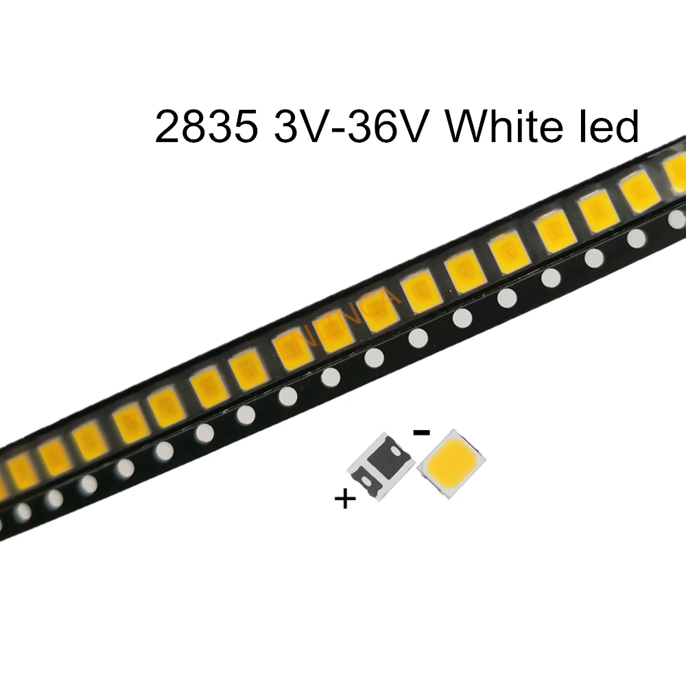 Chip blanco SMD LED 100, lámpara de luz LED PCB de montaje en superficie, 2835 W, 3V, 6V, 9V, 18V, 60-70LM, 120LM, Ultra brillante, SMT, 1W, 50-0,5 Uds.