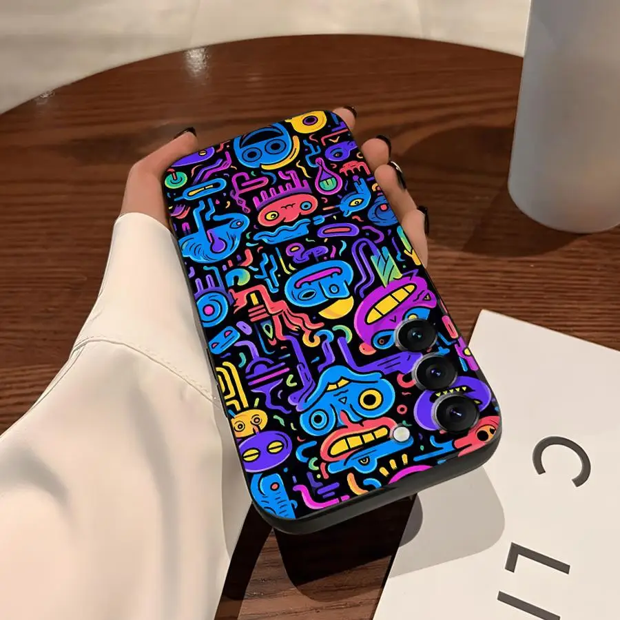 Funda Monster Graffiti de moda para Samsung Galaxy S21 FE S20 S23 Ultra S24 Plus S25 Edge, funda suave negra para teléfono - imagen 2