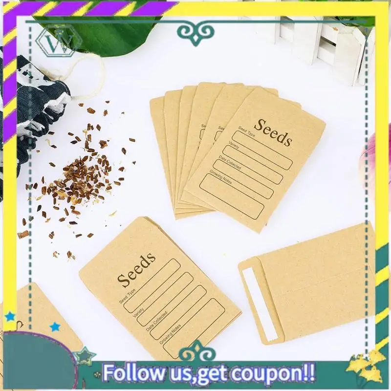 Nuevas sobres de 100 Uds., paquetes de semillas de papel Kraft marrón de 3,54X2,36 pulgadas, sobres resellables, paquetes de semillas autosellados - imagen 5