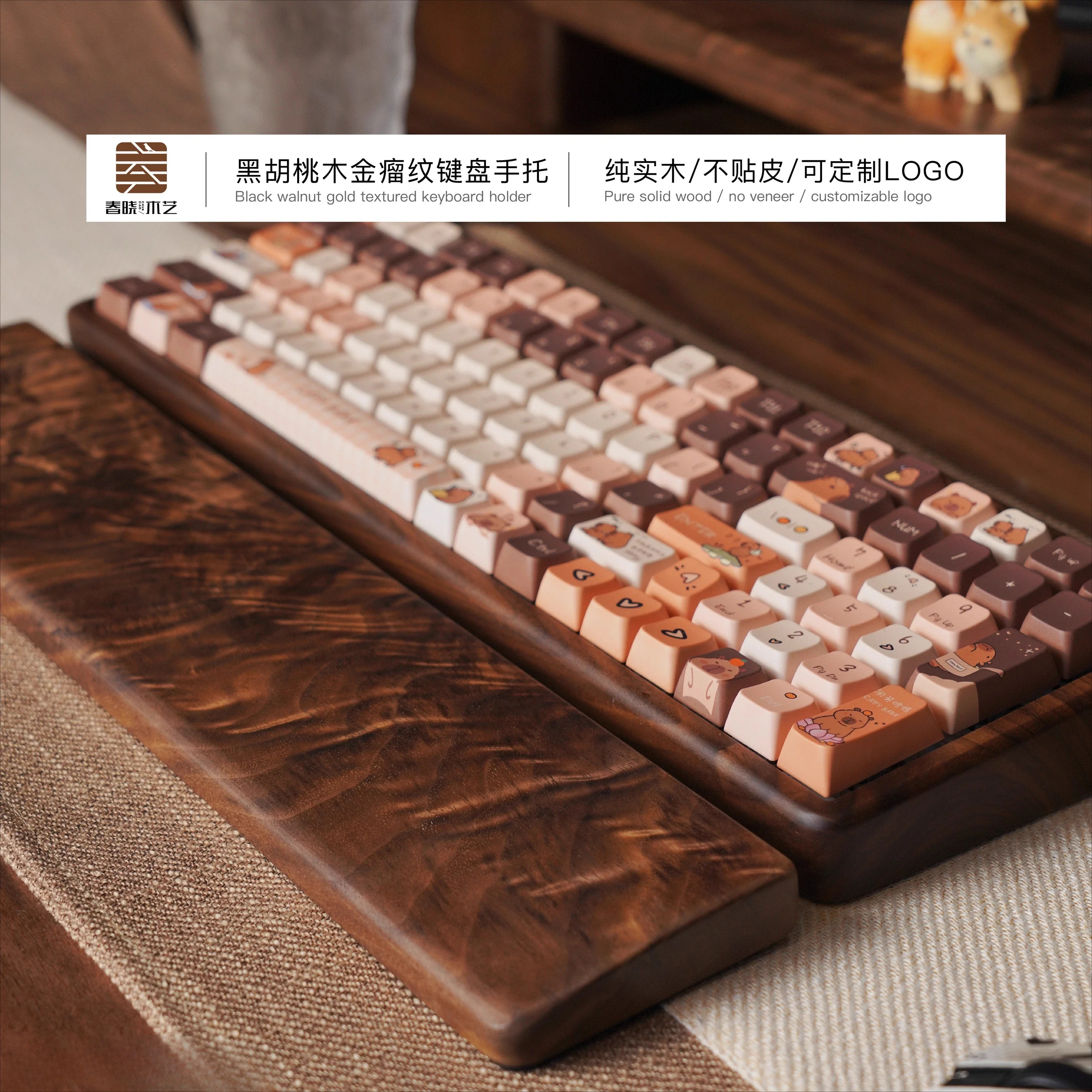 Reposamanos para teclado, muñeca personalizada de madera de nogal negro, ergonómico para teclado mecánico de 75/87/98/104 teclas, accesorio para reposamanos - imagen 3