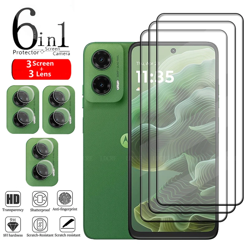 Protector de pantalla 6 en 1 para Moto G35, cristal templado 9H HD, pegamento de cubierta completa, para Motorola Moto G35 G 35 - imagen 2