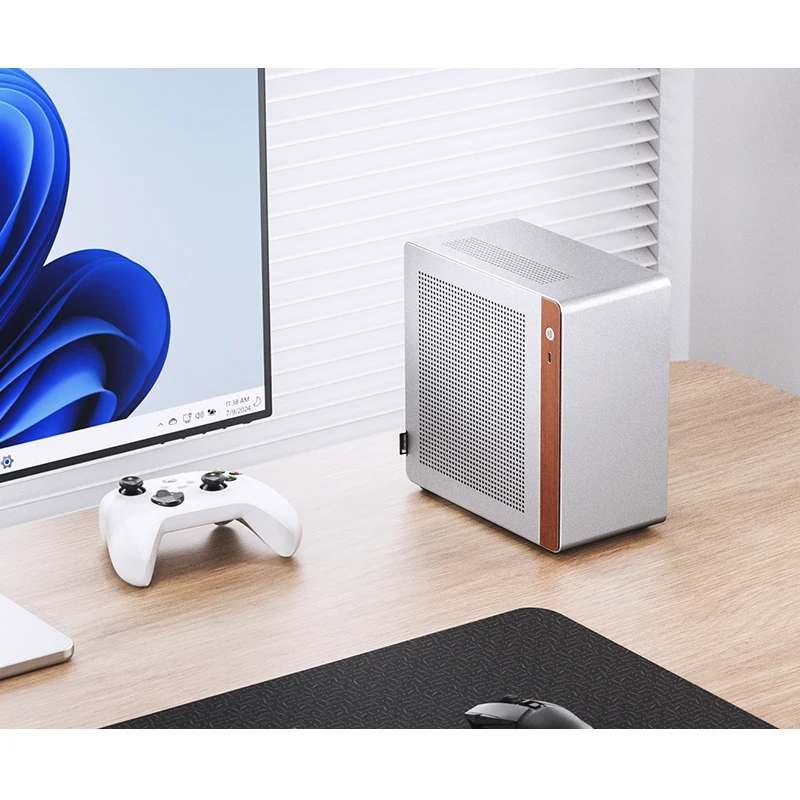 Mini estuche de escritorio JONSBO NV10 N10 ITX (carcasa de aleación de aluminio de 3,3 mm/nogal negro norteamericano/versión ITX/cable adaptador PCIE4.0) - imagen 5