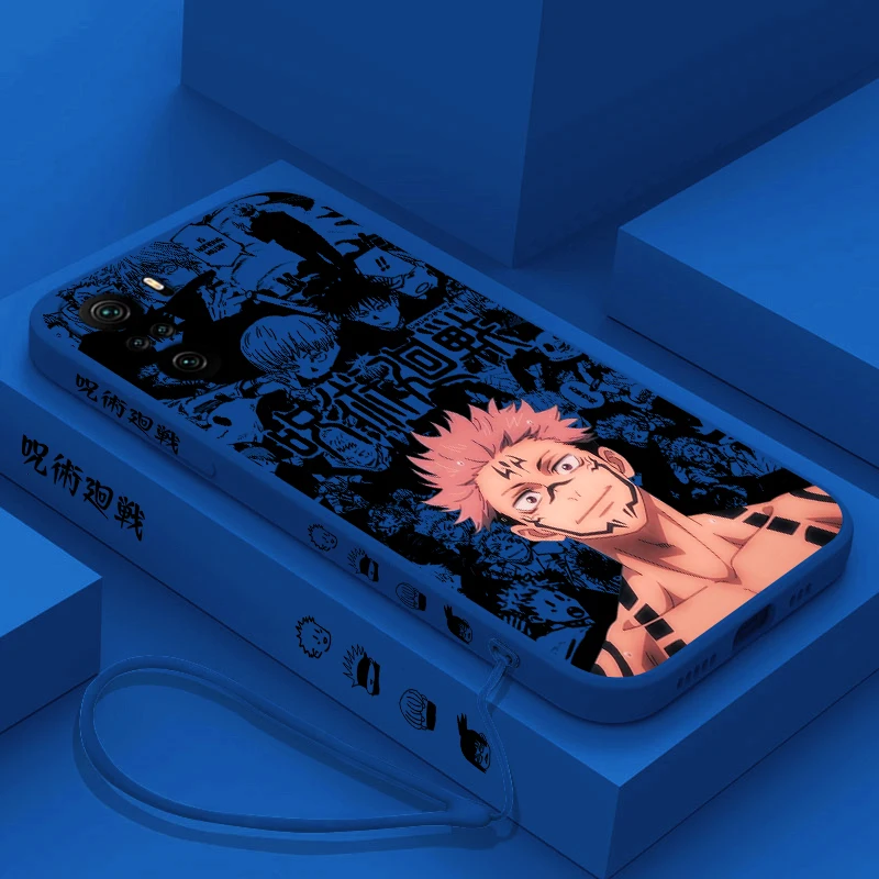 Jujutsu Kaisen Yuji Sukuna para Xiaomi Redmi Note 12 12Pro 11 11S 11T 10S 10 Pro Plus 5G funda líquida para teléfono con cuerda izquierda - imagen 4