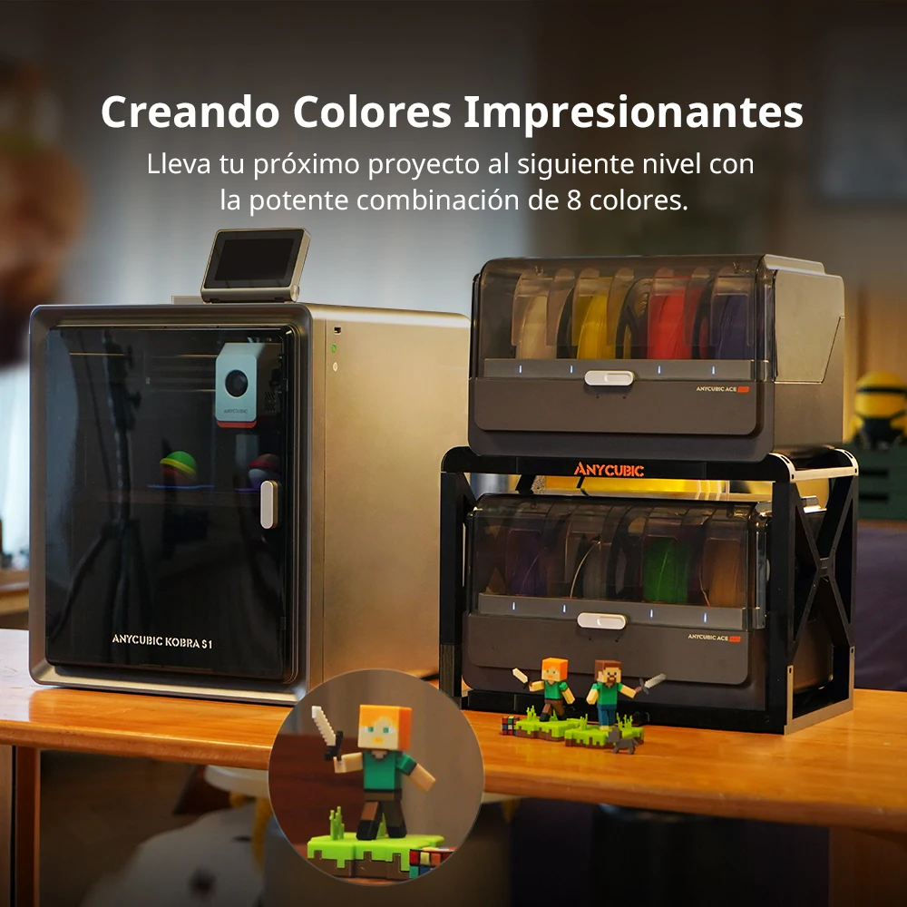 Anycubic Kobra S1 Combo Impresora 3D multicolor Hasta 600 mm/s Impresión de alta velocidad Nivelación automática Estructura CoreXY Extrusora directa - imagen 4