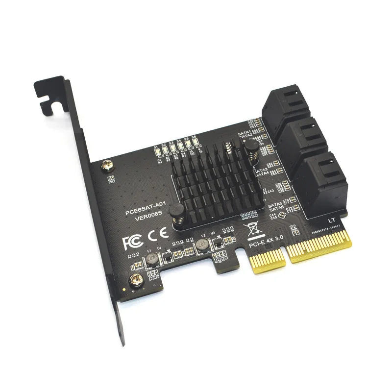 Tarjeta de expansión PCI Express SATA 3 de 6 puertos, controlador PCI-E/PCIE SATA, multiplicador SATA SATA3, Chip ASMedia ASM1166 de 6Gbps para HDD SSD - imagen 2