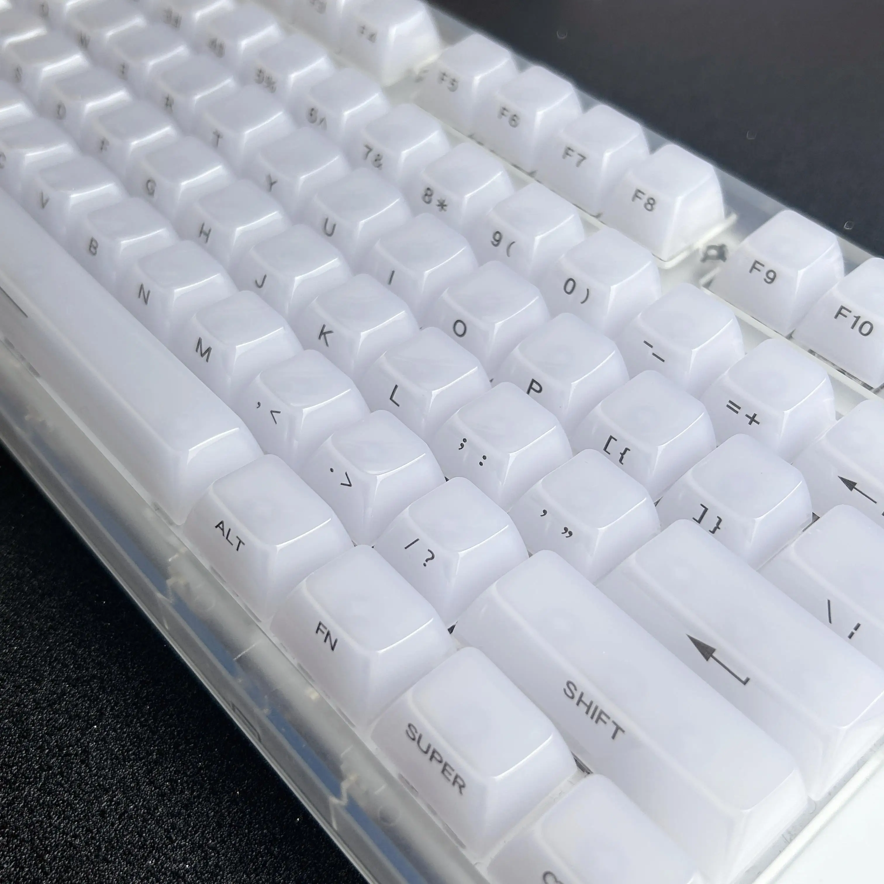 Teclas con grabado lateral de Jade de hielo, perfil MDA, teclas de gelatina translúcidas para PC, tapas de teclado mecánico de medusas transparentes de niebla blanca