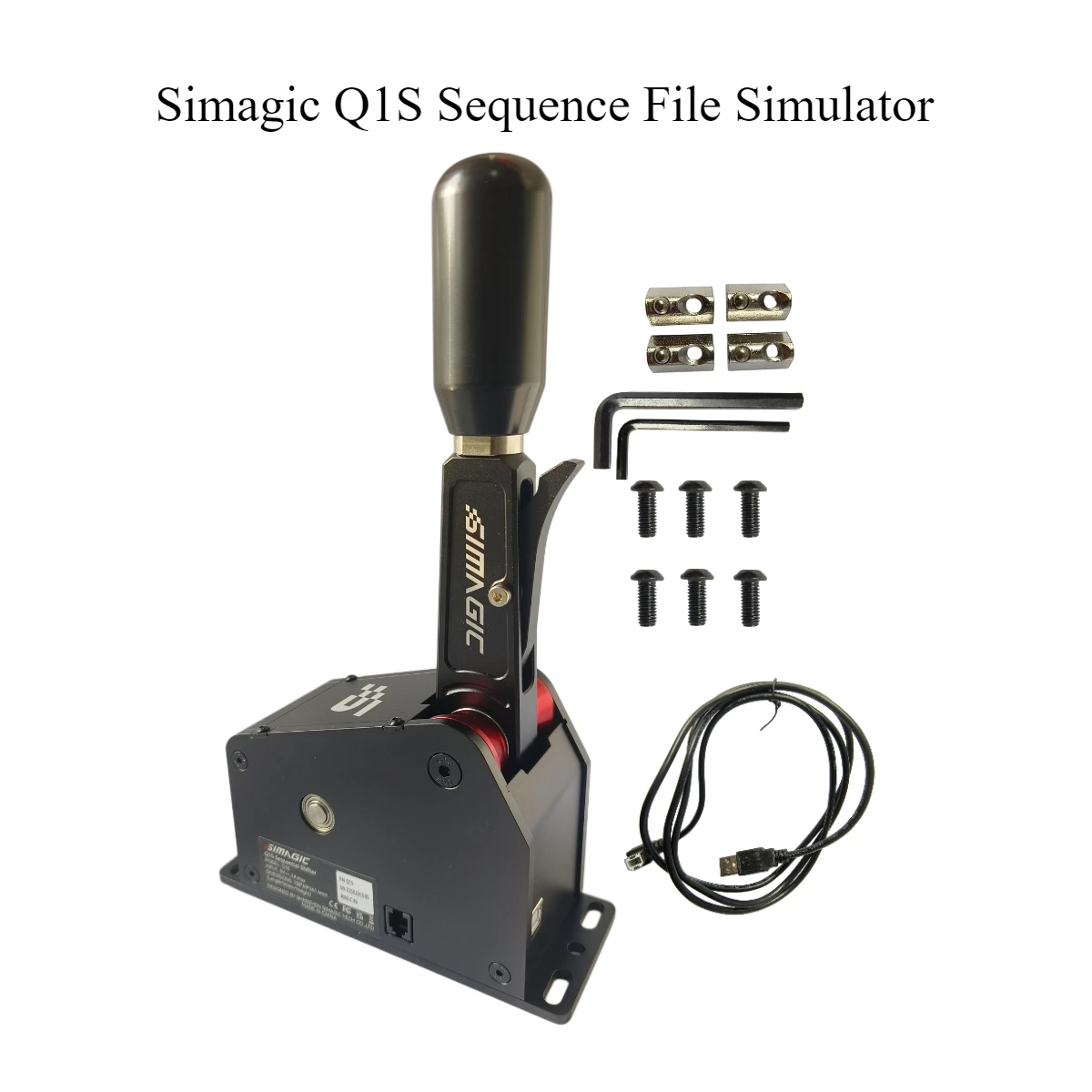 Simagic Q1S Palanca de cambios secuencial Juegos de carreras de PC SRS Palanca de cambios secuencial USB Freno de mano-Longitud extendida 78 mm-120 mm