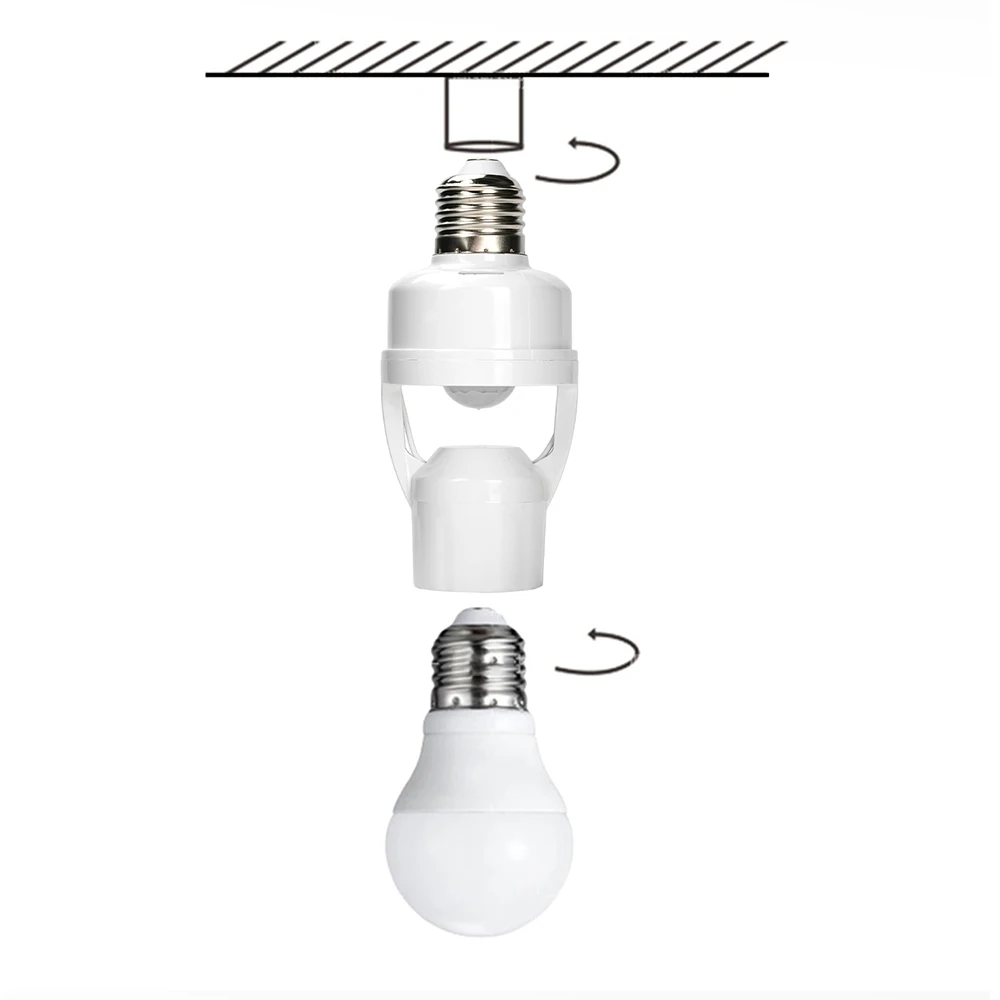 Cabezal de lámpara con Sensor de puerto de tornillo E27, Sensor de movimiento del cuerpo infrarrojo, cabezal de lámpara, interruptor de Sensor infrarrojo AC100-240V - imagen 4