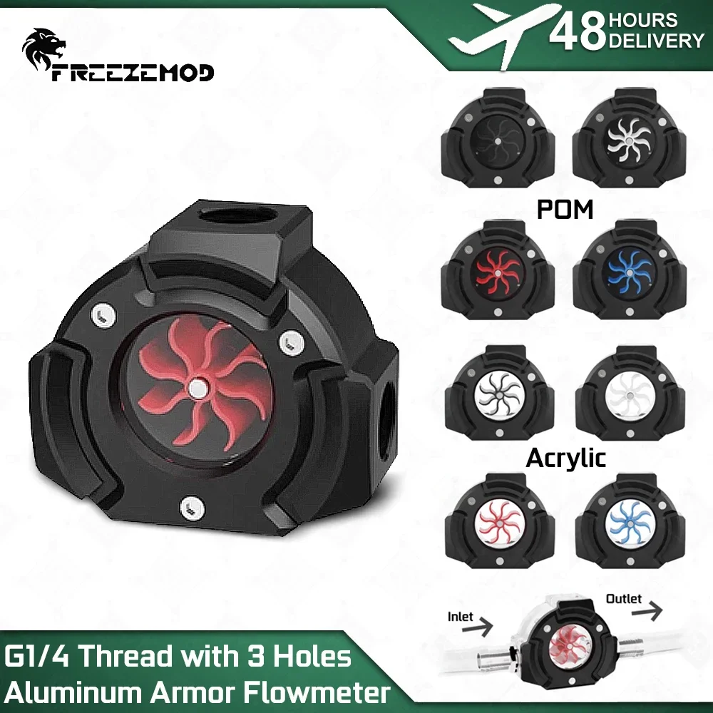 Bloque de detección de velocidad de flujo de 3 agujeros, armadura de aluminio, Material acrílico/POM, rosca G1/4, dientes internos, tubo de PC FREEZEMOD MOD LSJ-KJ - imagen 2