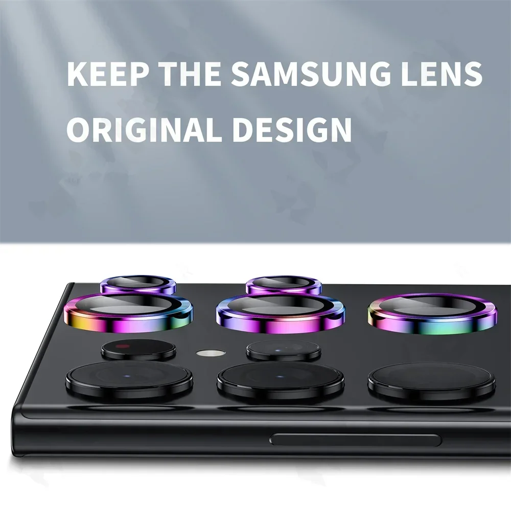 Protector de lente de cámara para Samsung S25 S26 Ultra S24 S23 S22 ultra, película de vidrio templado, anillo de aleación de titanio, accesorios para teléfono - imagen 4