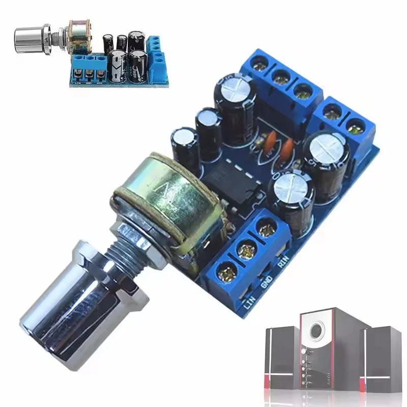 TDA2822 TDA2822M Mini 2,0 canales 2x1W placa amplificadora de potencia de Audio estéreo DC 5V 12V módulo potenciómetro de Control de volumen de coche - imagen 5