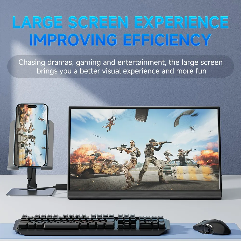 MUCAL Monitor portátil de 15,6 pulgadas FHD 1920*1080 viajes juegos pantalla de 15,6 "para ordenador portátil teléfono interruptor ps4 ps5 XboX MacBook - imagen 2