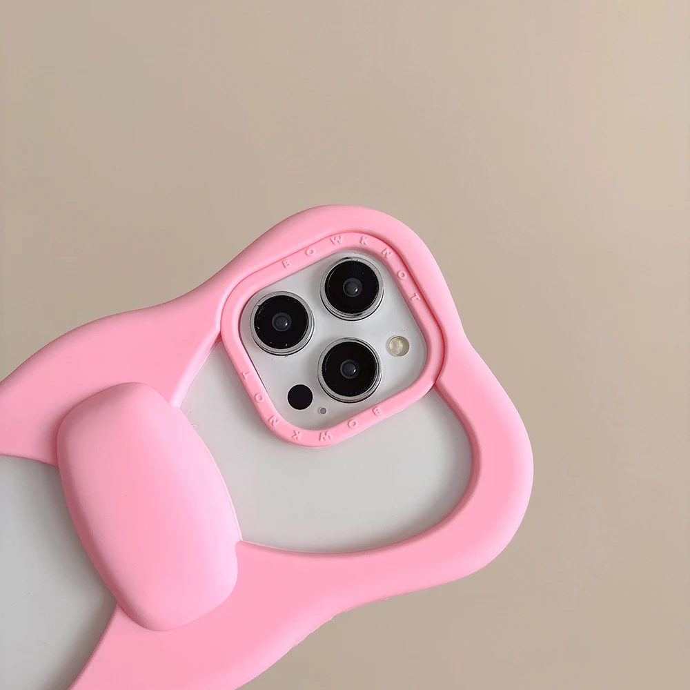 Bonita Funda de teléfono con lazo rosa para iPhone 16 15 14 13 Pro Max 15 plus, Funda suave de silicona anticaída a prueba de golpes - imagen 5
